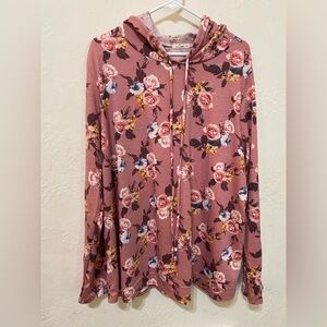 Floral Lightweight Hoodie Top – Size 3X (Fits More Like xxl)